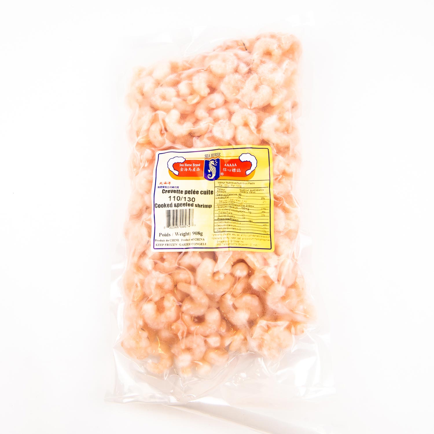 Frozen Cooked Peeled Shrimps 110/130 908 g - Cooked shrimp | Mayrand