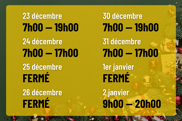 Horaire des fêtes