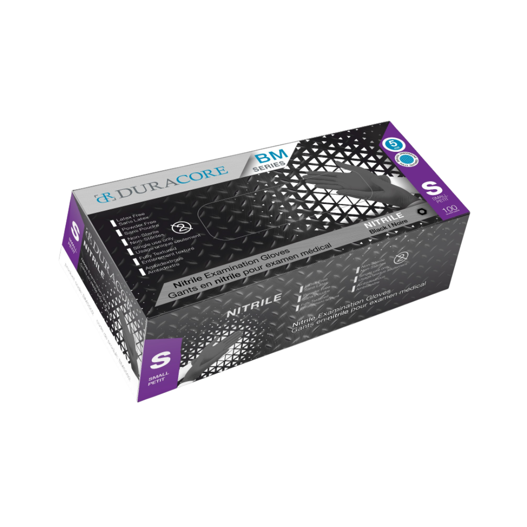 Small Textured Black Nitrile Gloves