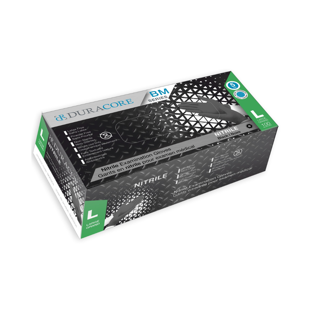 Large Textured Black Nitrile Gloves