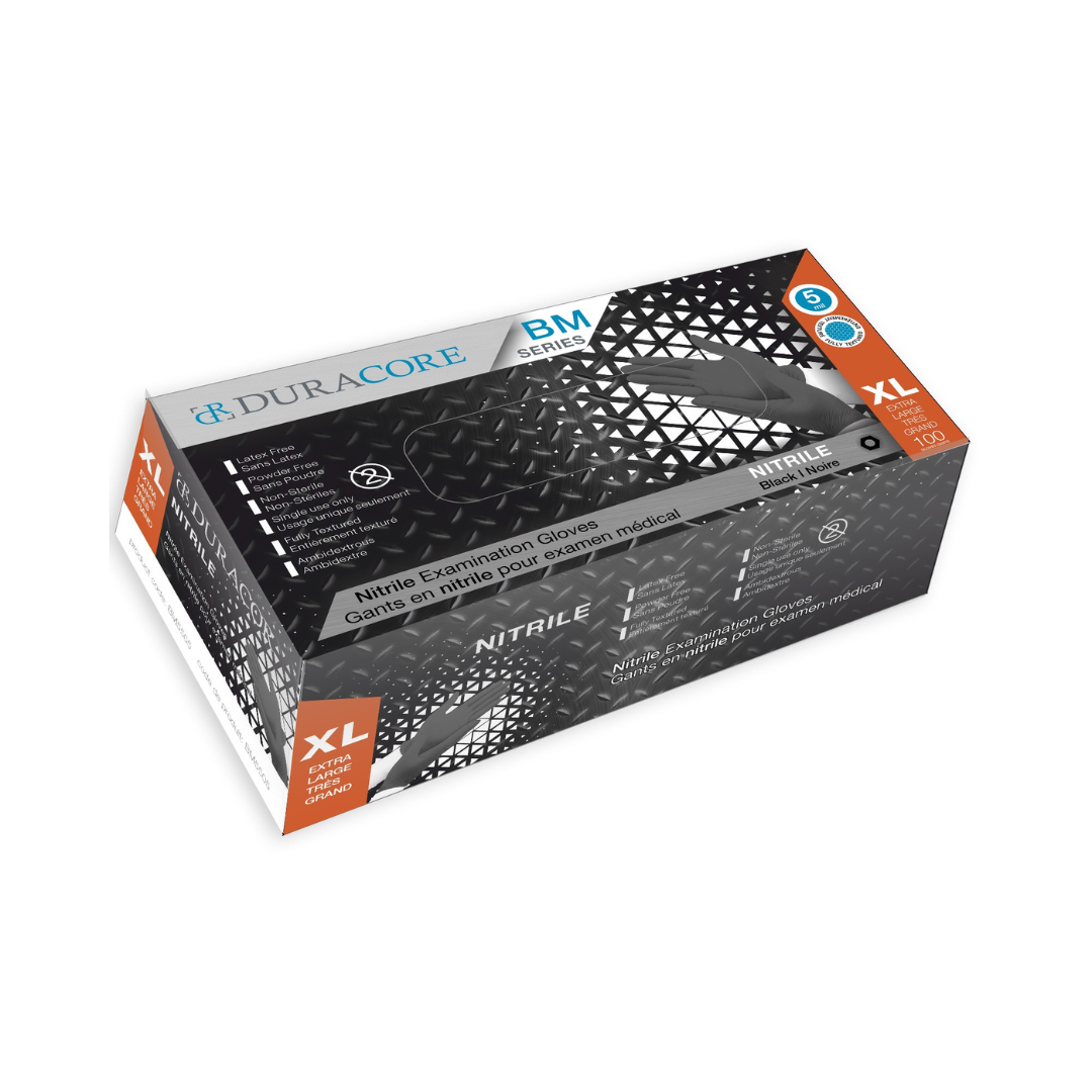 Extra-Large Textured Black Nitrile Gloves