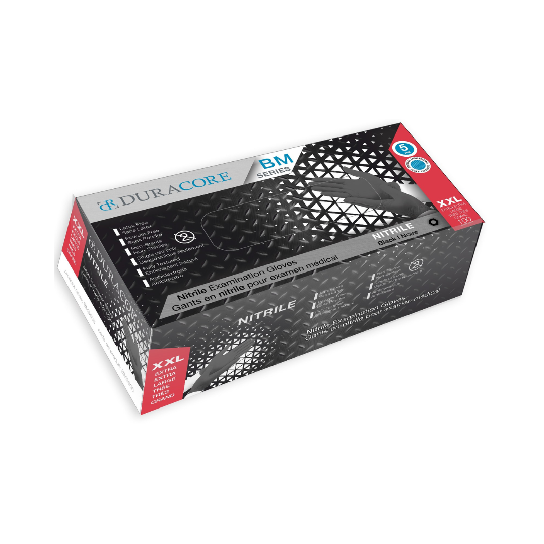 Extra Extra Large Textured Black Nitrile Gloves