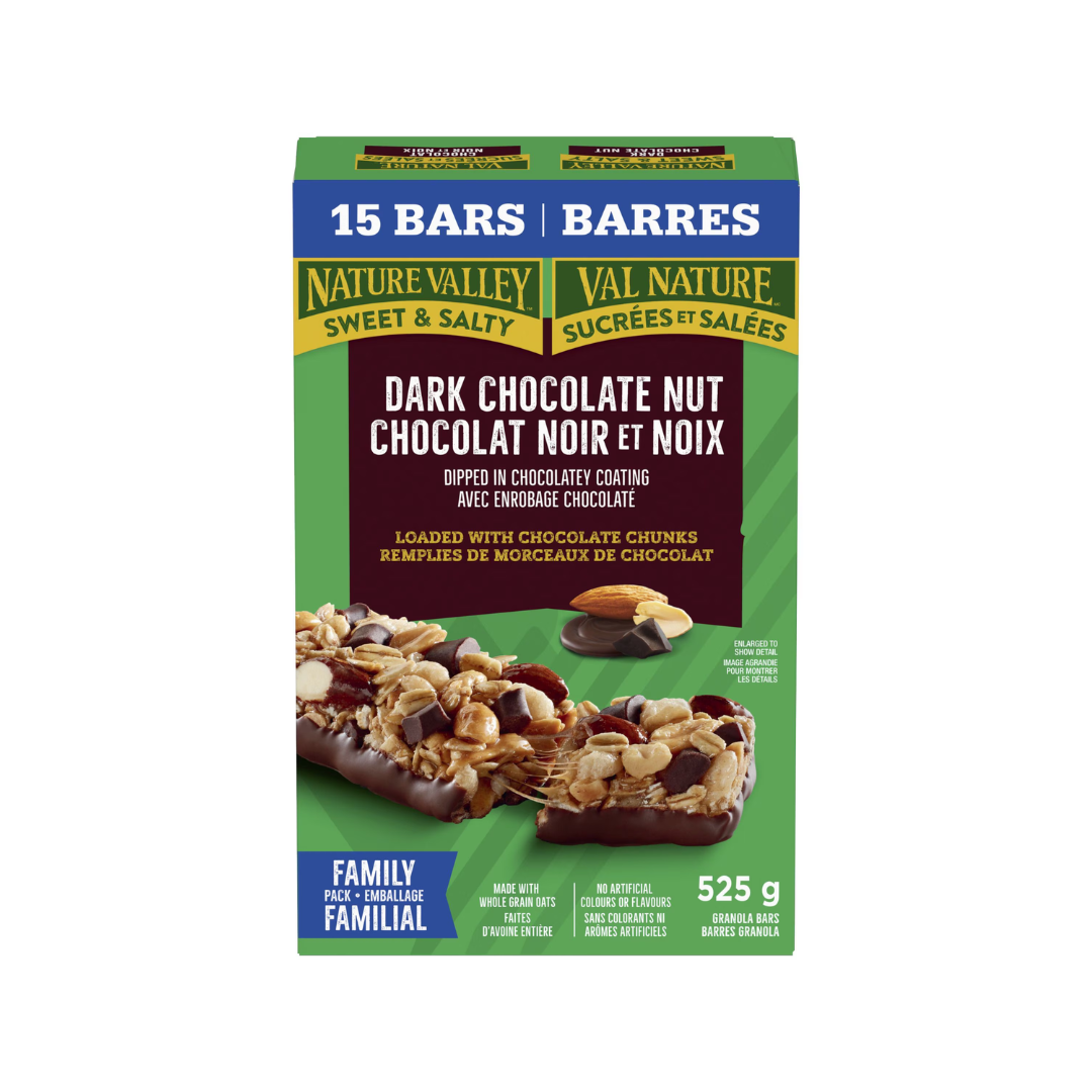 Barres sucrées salées chocolat noir