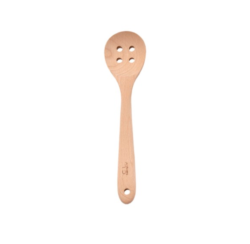 Cuillère ronde trouée bois 30cm