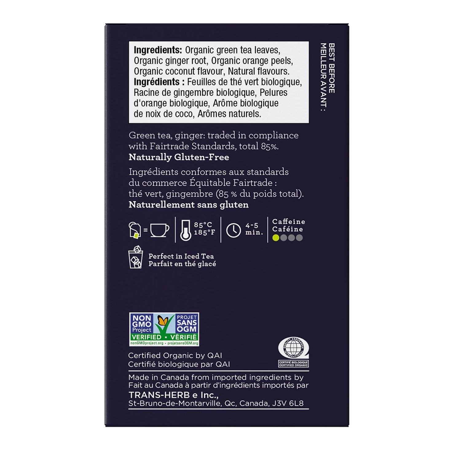 Organic Fairtrade Ginger Coconut Green Tea x16-secondary-image