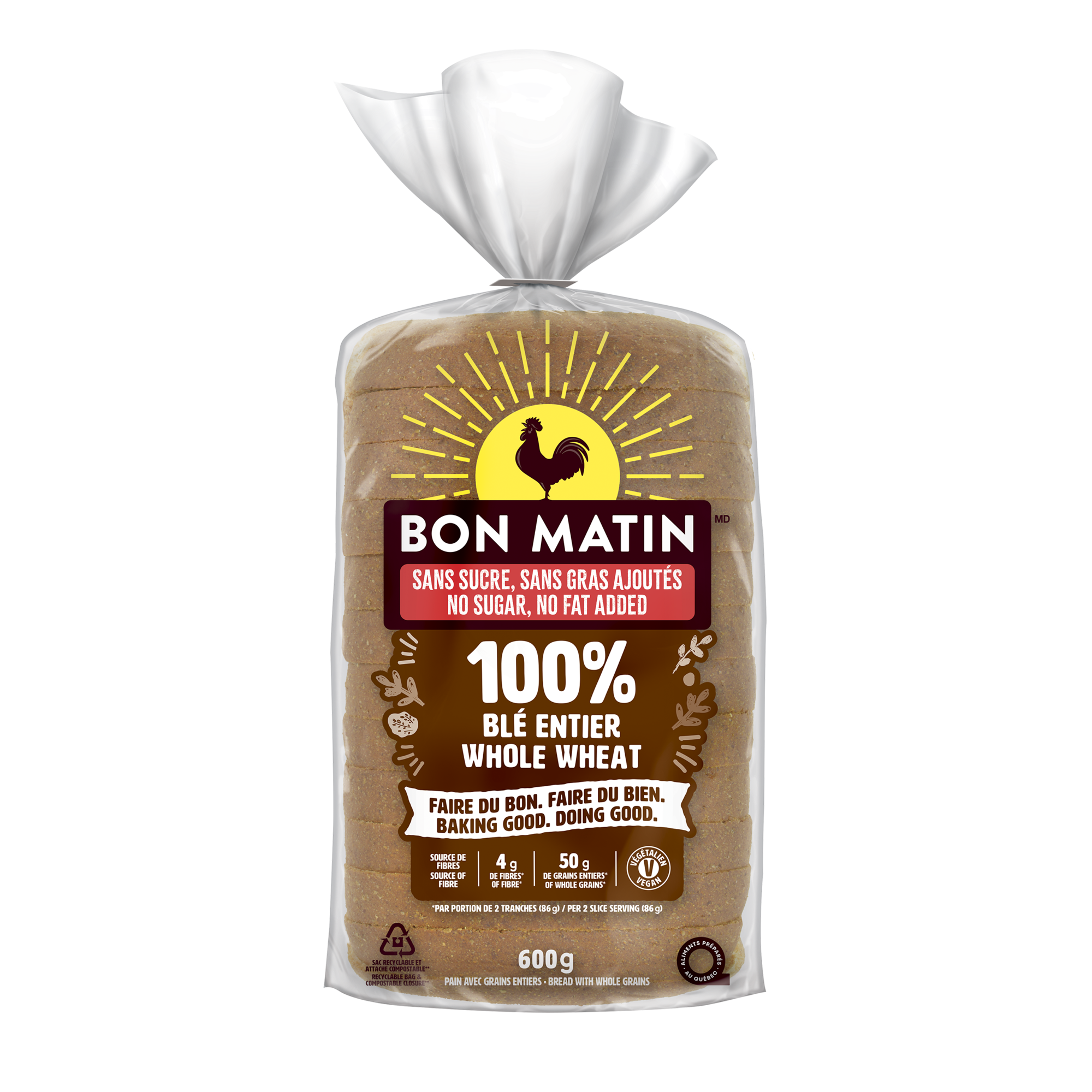 Sugar-free Fat-free 100% Wheat Bread 600 g