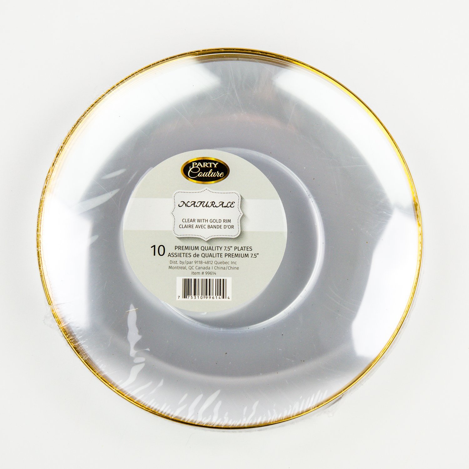 Clear Plastic Plate Gold Rim 7.5'' x10