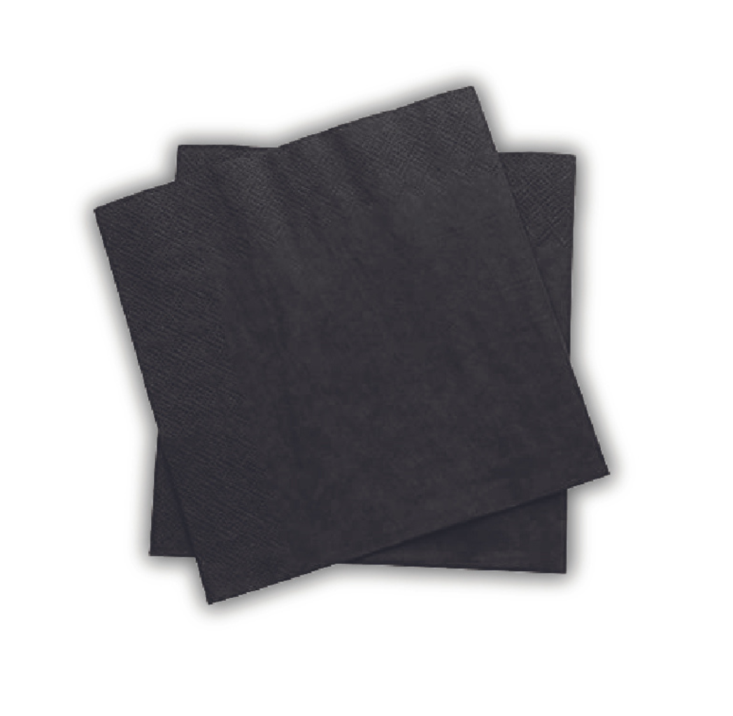 2 Fold Black Beverage Napkin 250 un