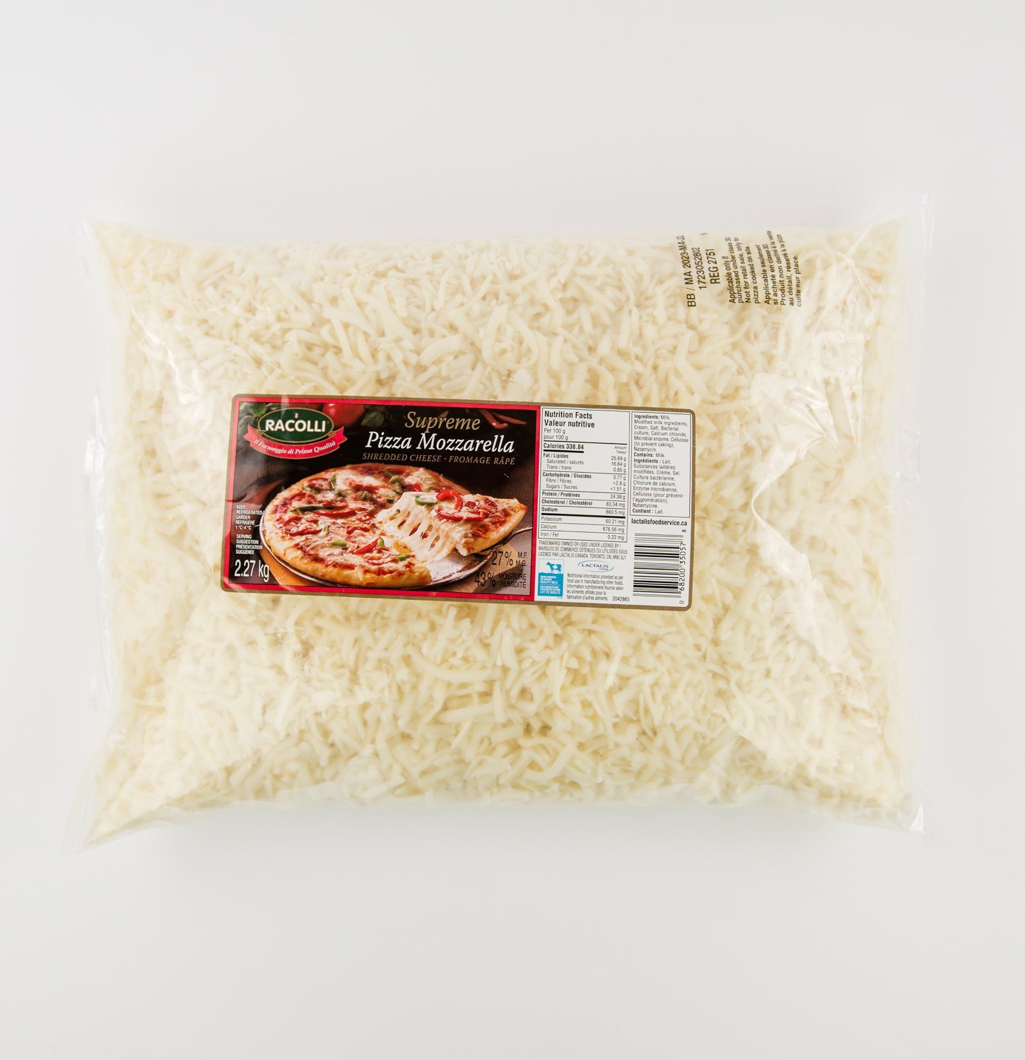 Grated 27% Mozzarella Cheese 2.27 kg