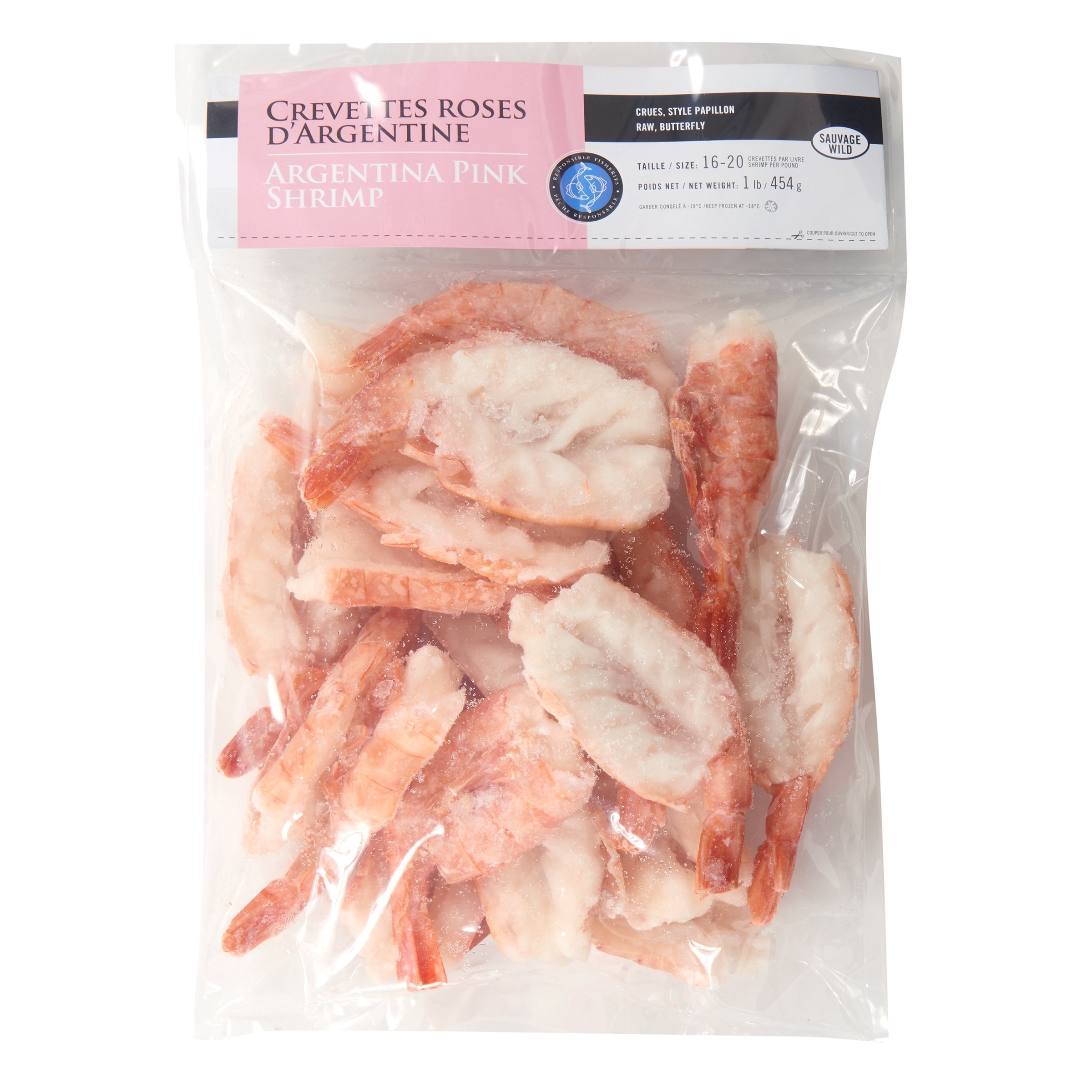 Frozen Raw Pink Shrimps From Argentine Butterfly Style 16/20