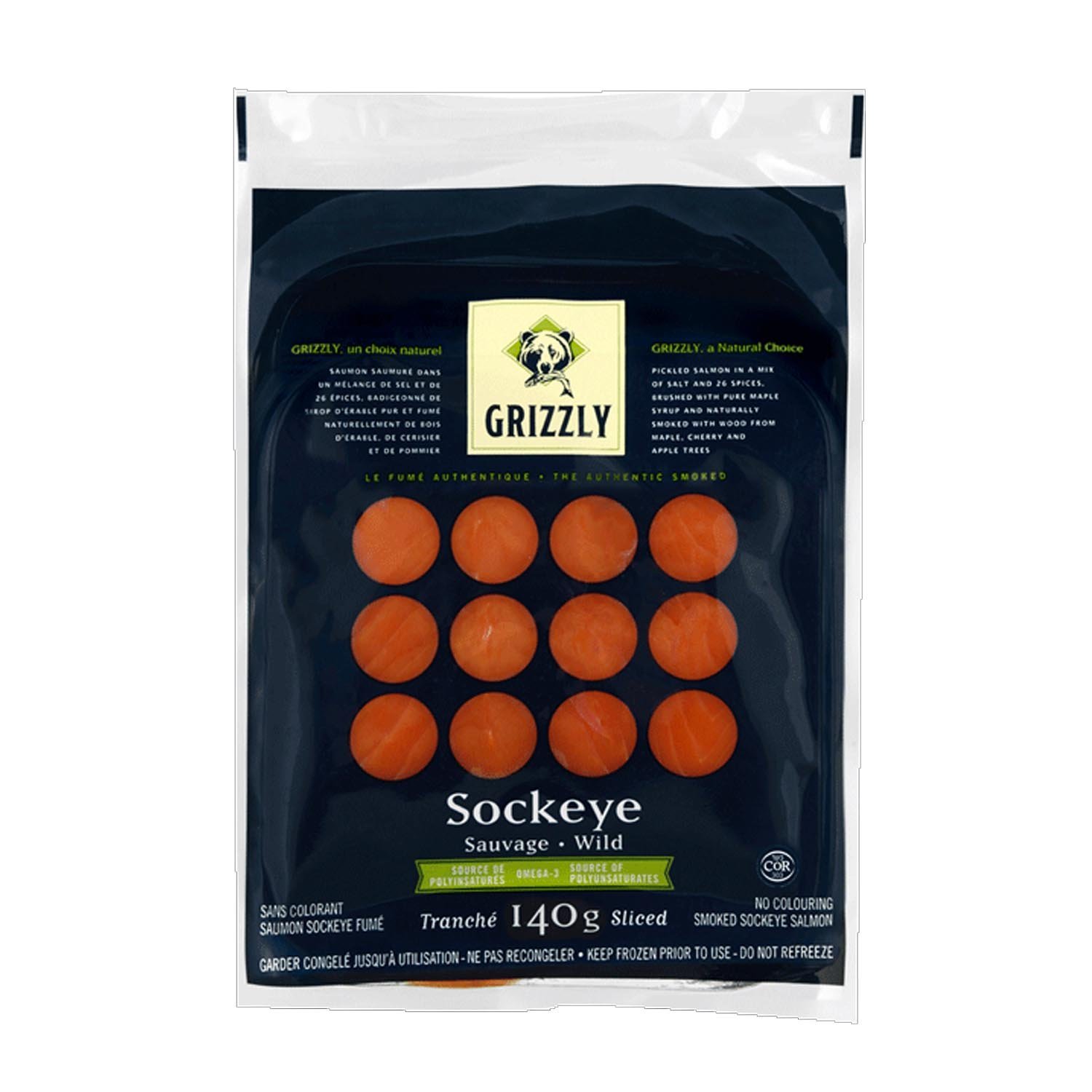 Frozen Sliced Smoked Sockeye Salmon 140 g