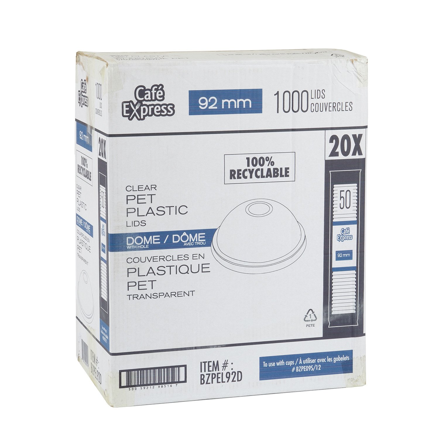 Couvercle plastique PET dôme avec trou 12 on  x50-secondary-image