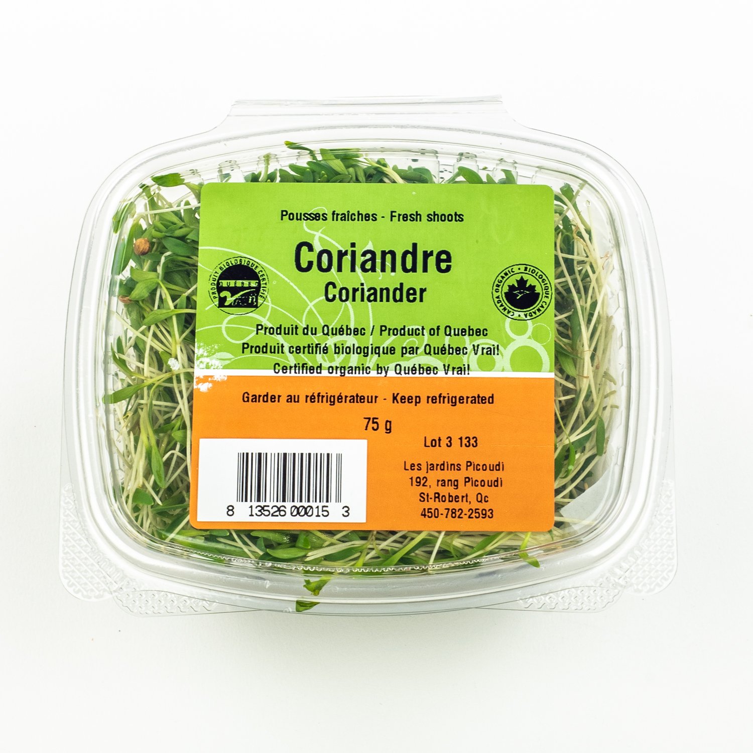 Pousses fraîches biologiques coriandre 75 g