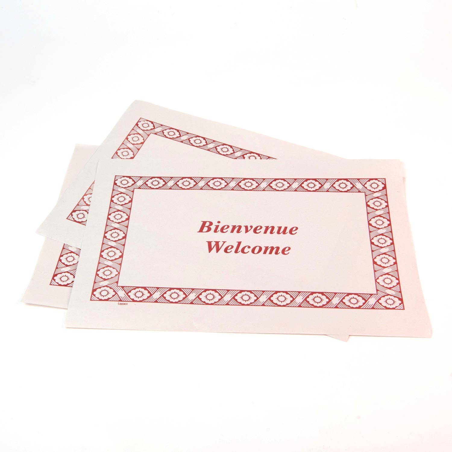 Napperon papier imprimé bienvenue rouge 14,25''x10'' x1000