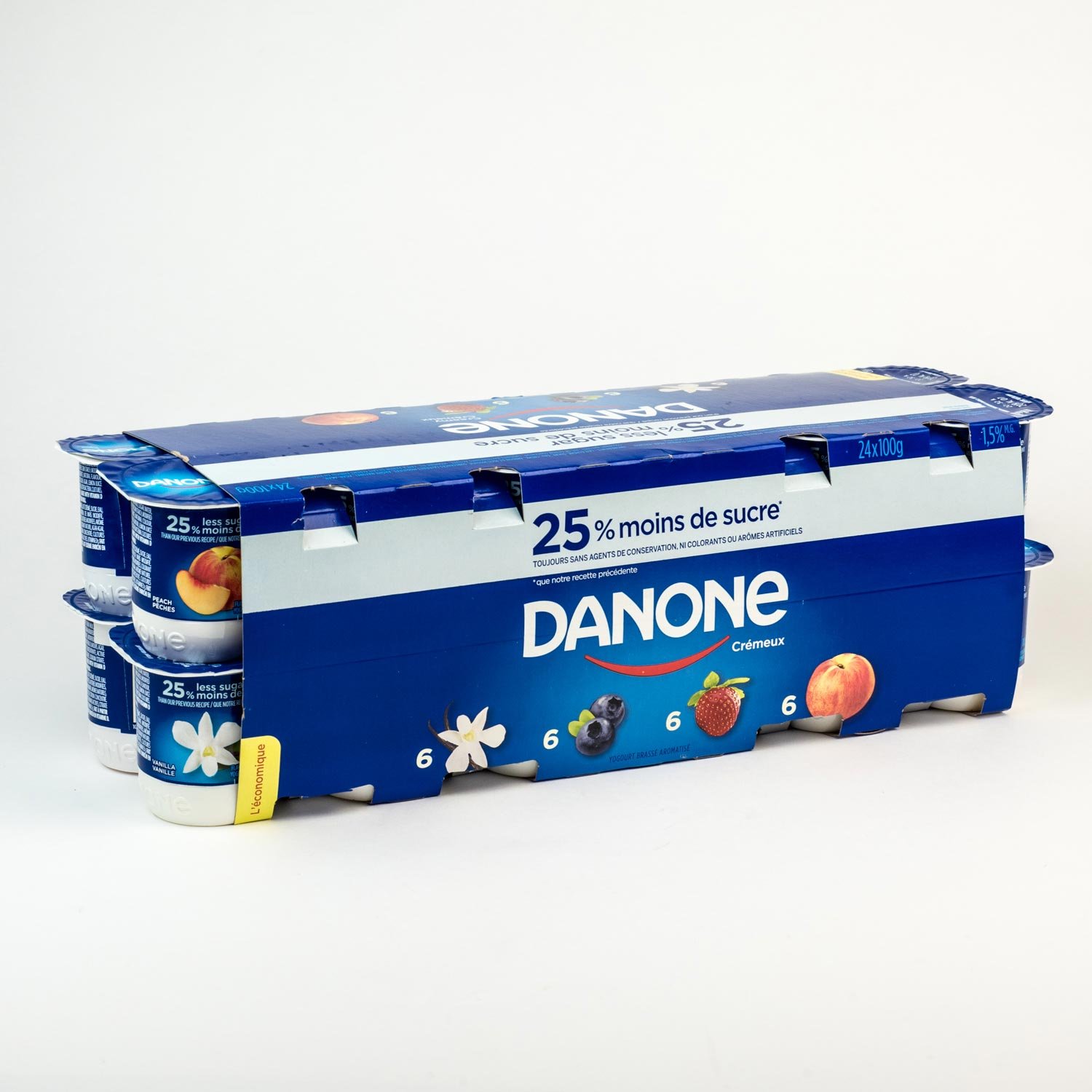 Yogourt vanille pêche bleuet fraise x24