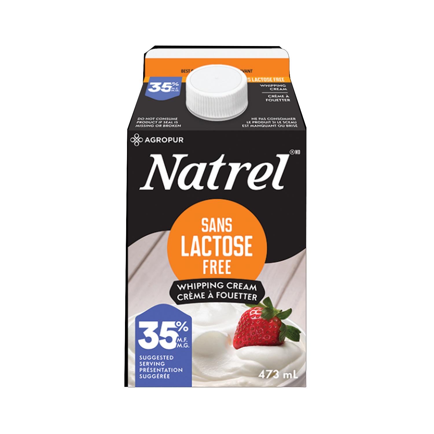 Crème à fouetter 35% sans lactose 473 ml