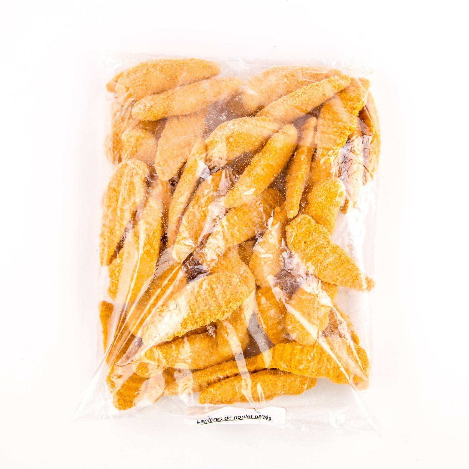 Lanières de poulet crues assaisonnées panées surgelées 2 kg