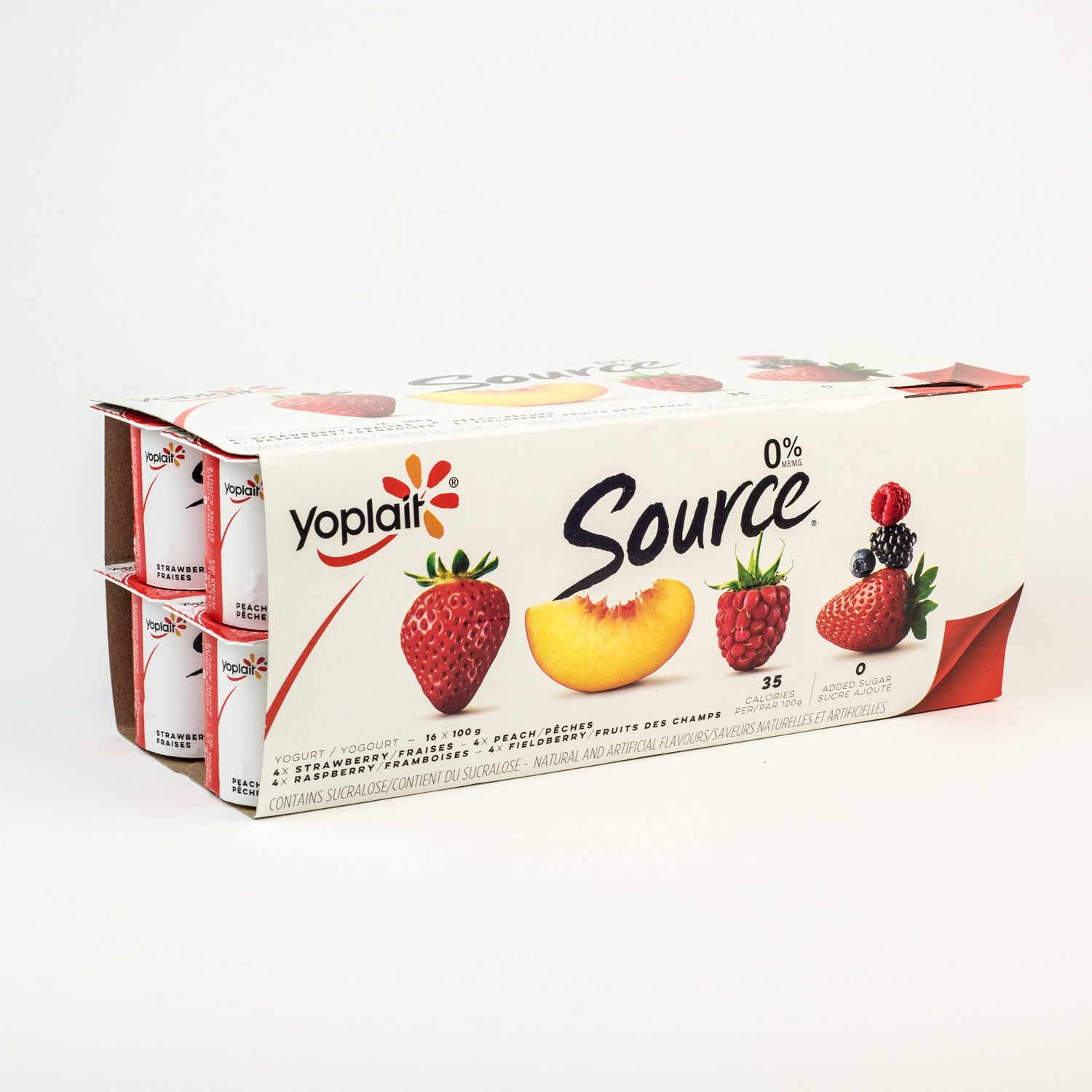 Yogourt pêche framboise fraise x16