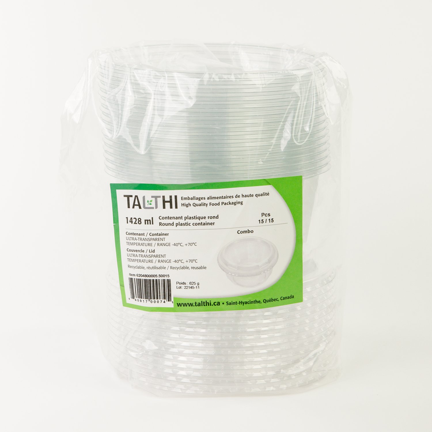 Bol rond plastique poké 1428 ml / 48oz
