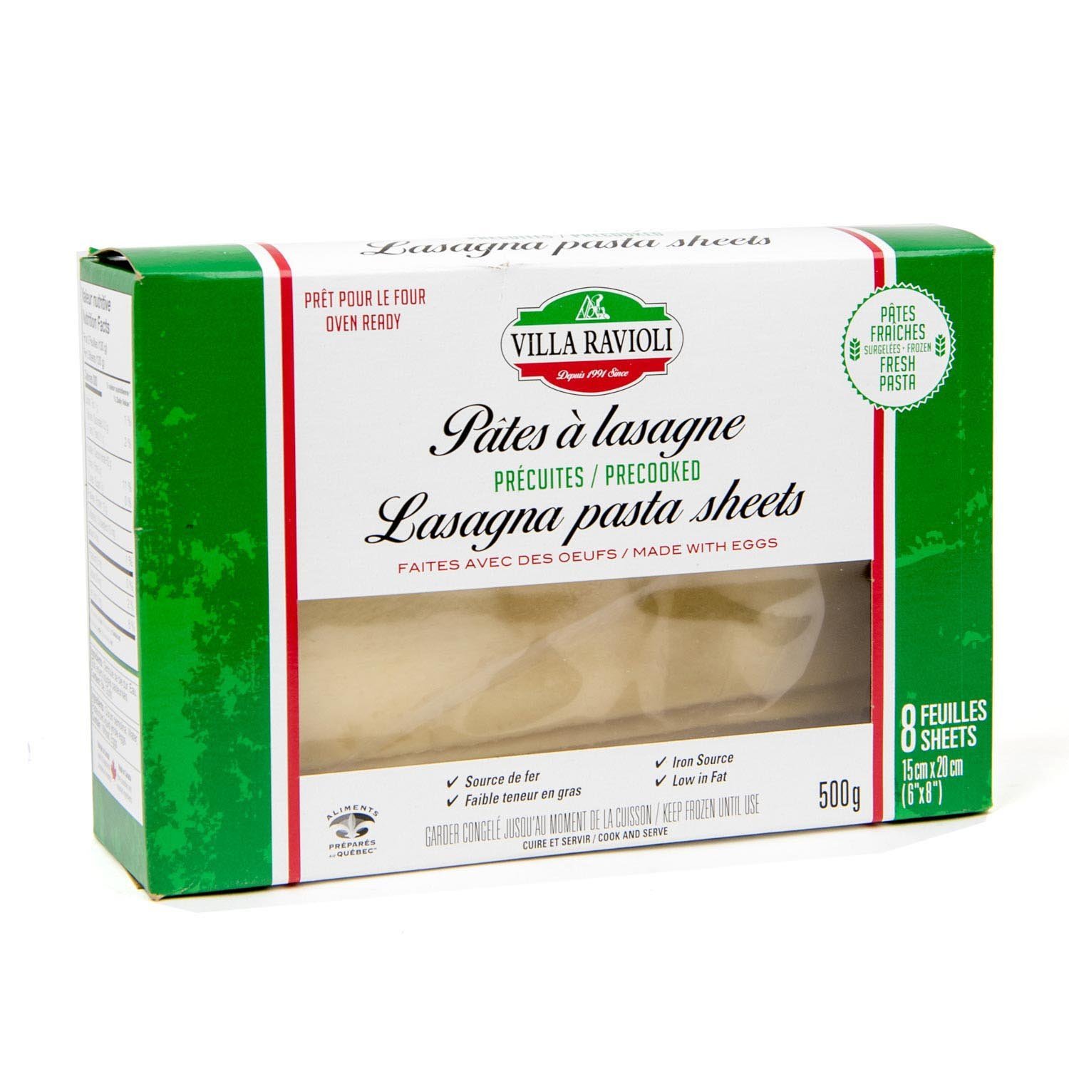 Pâtes à lasagne surgelées 500 g