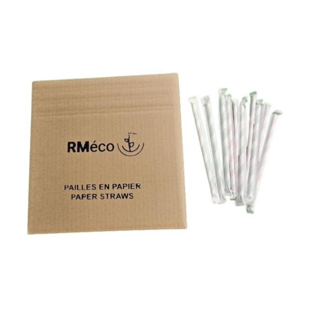  Paille papier milkshake rayée env.ind.8mm 7.75
