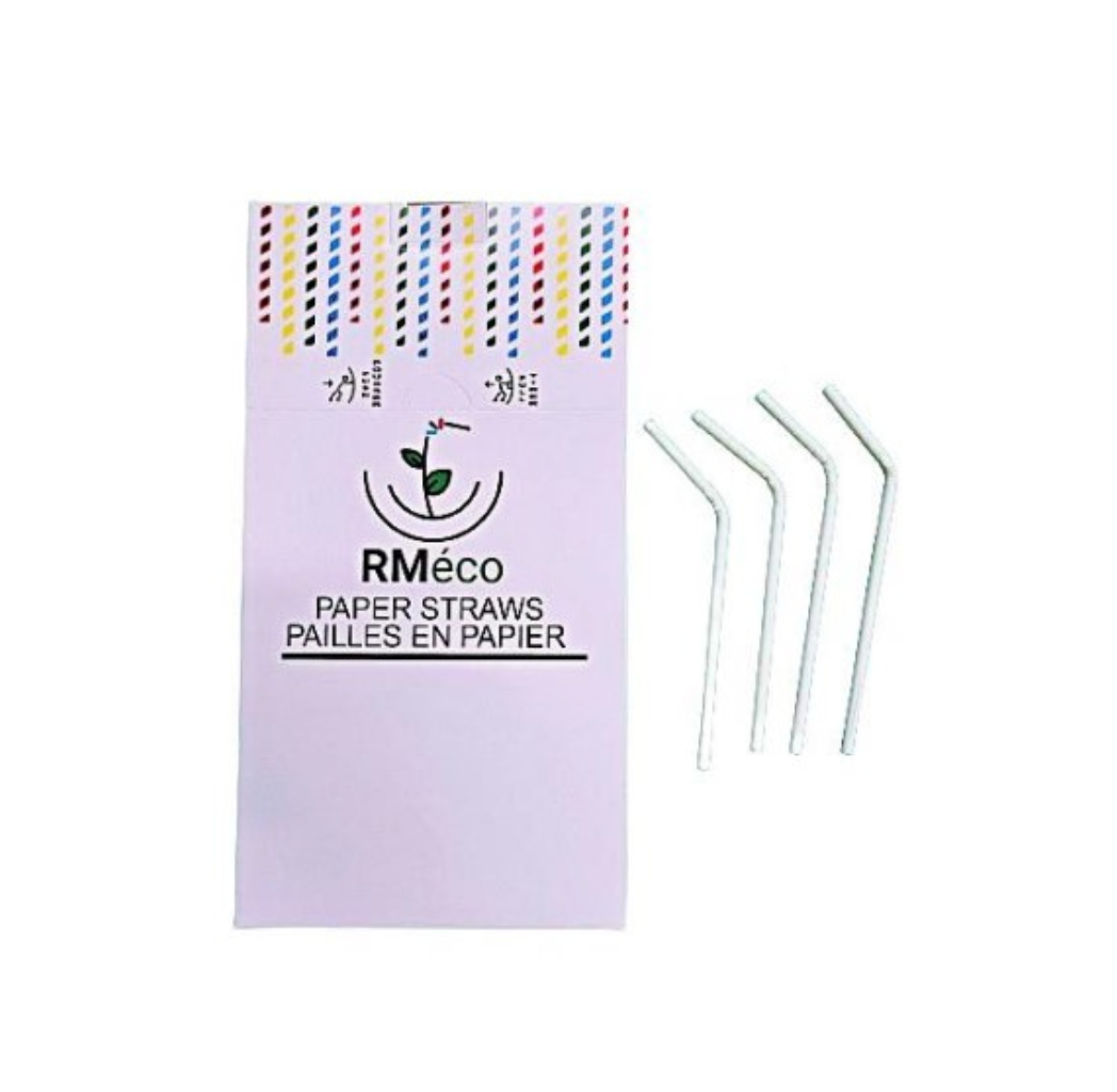  Paille papier flexible blanche 6mm 7.75