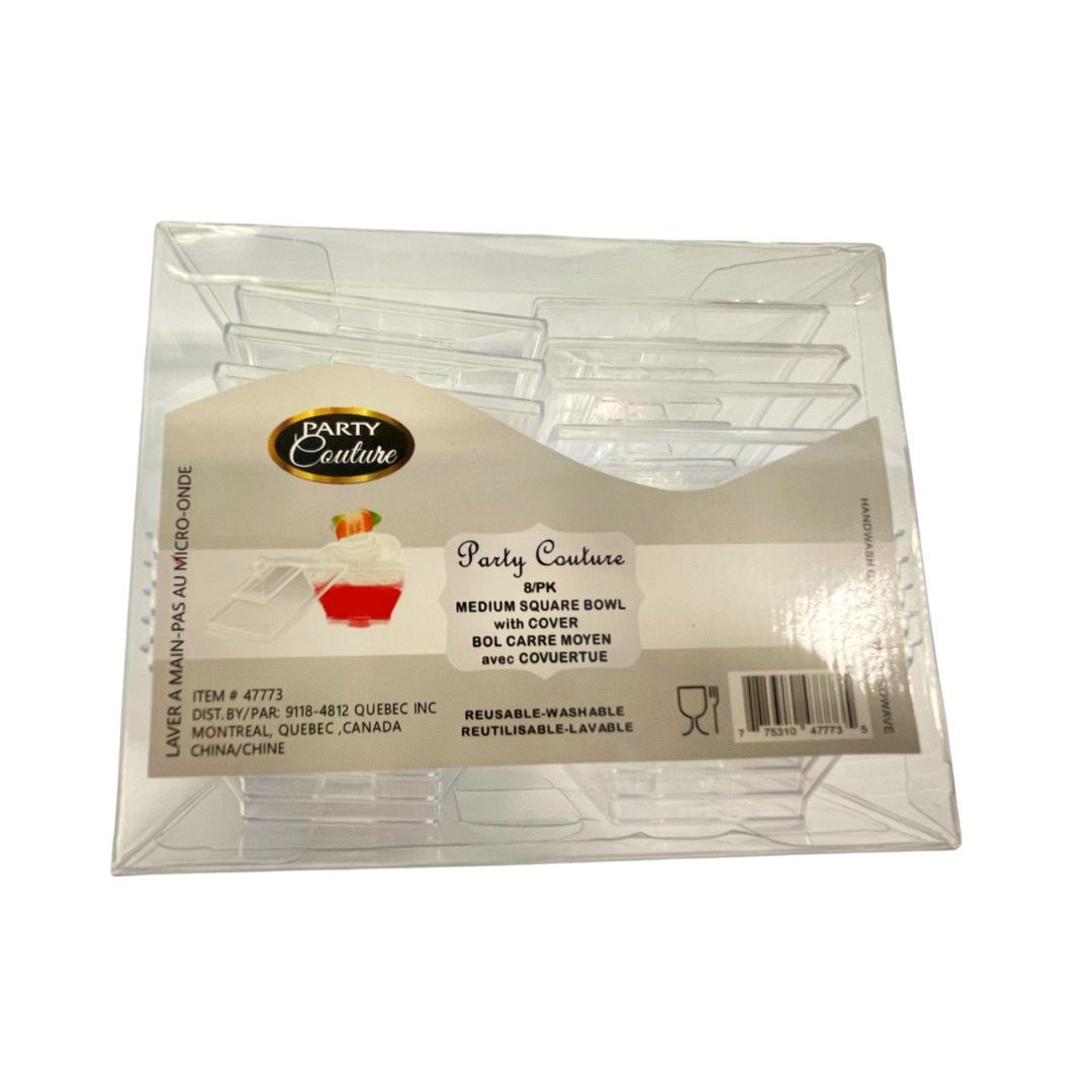 Square Clear Medium Bowl with Lid