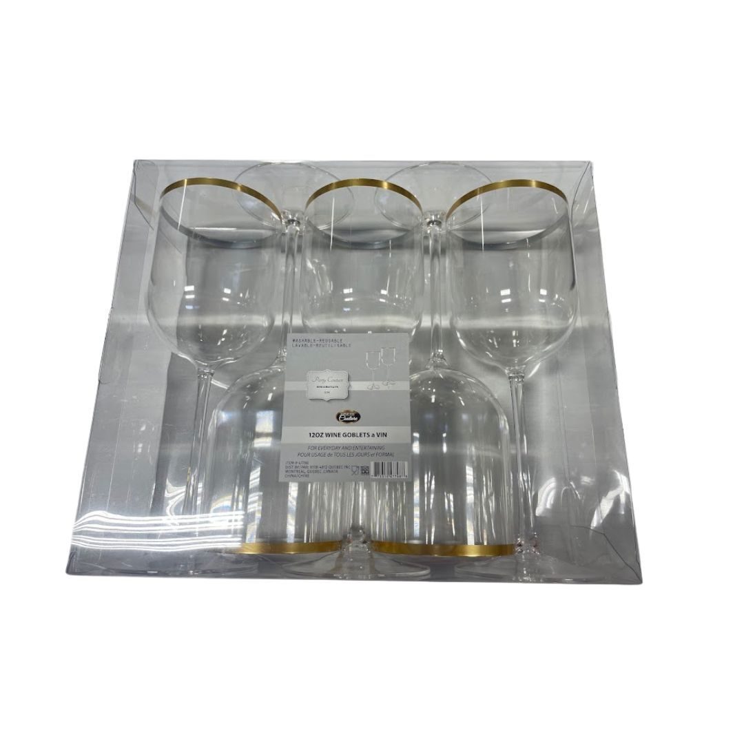 Verre vin clair bande or 12oz