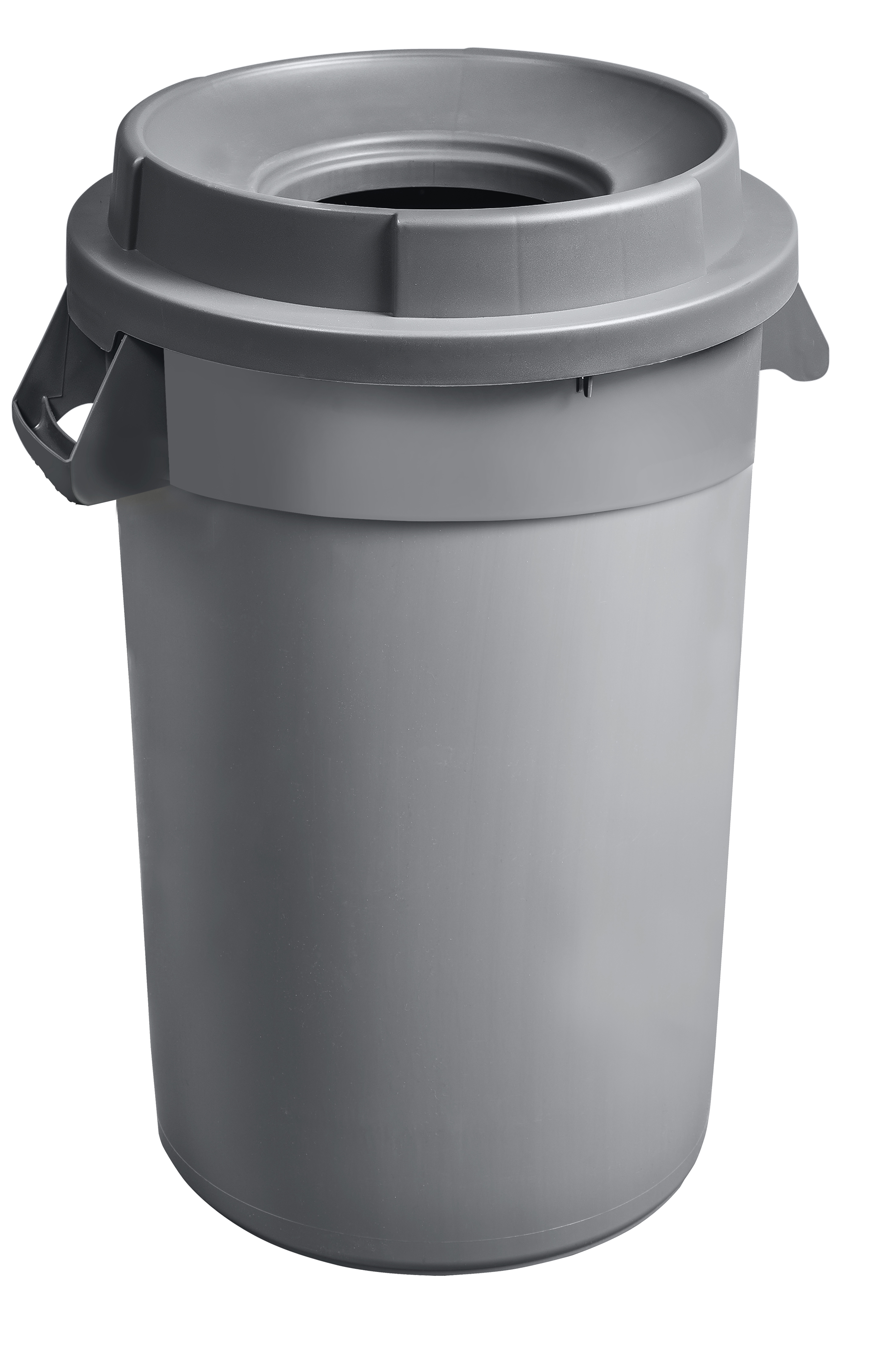 Poubelle grise 32G/121L couvercle entonnoir