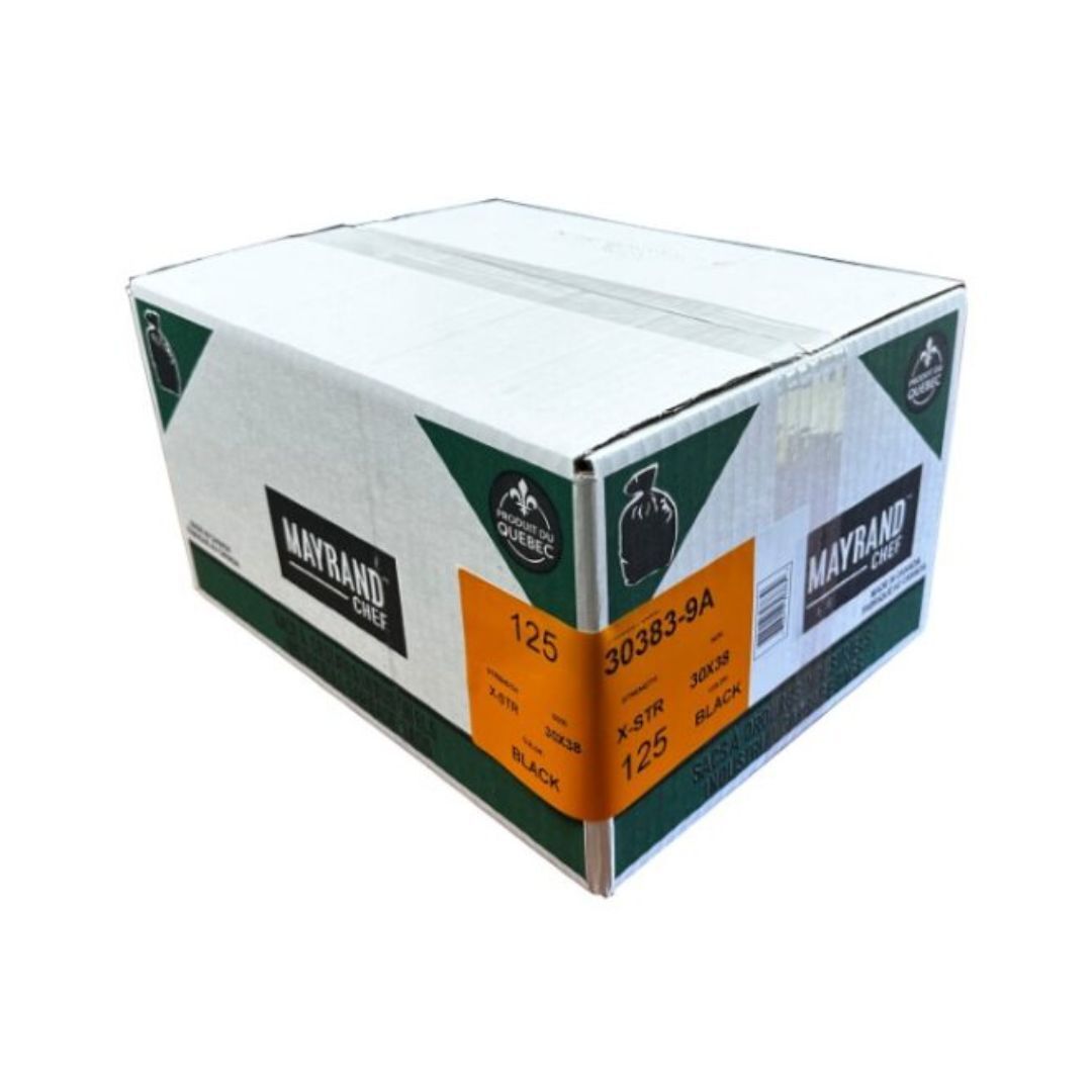 Extra-Strong Black Garbage Bag 30 po x 38 po x125