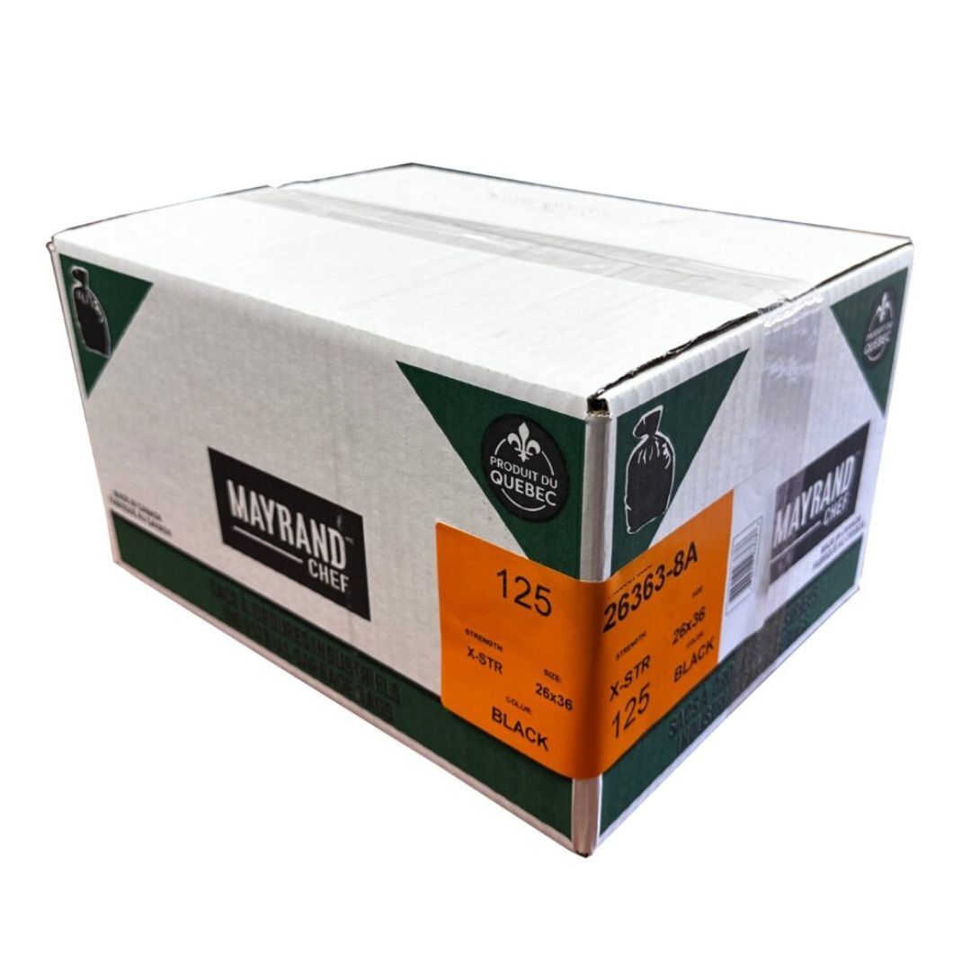 Extra Strong Black Garbage Bag 26 po x 36 po x125