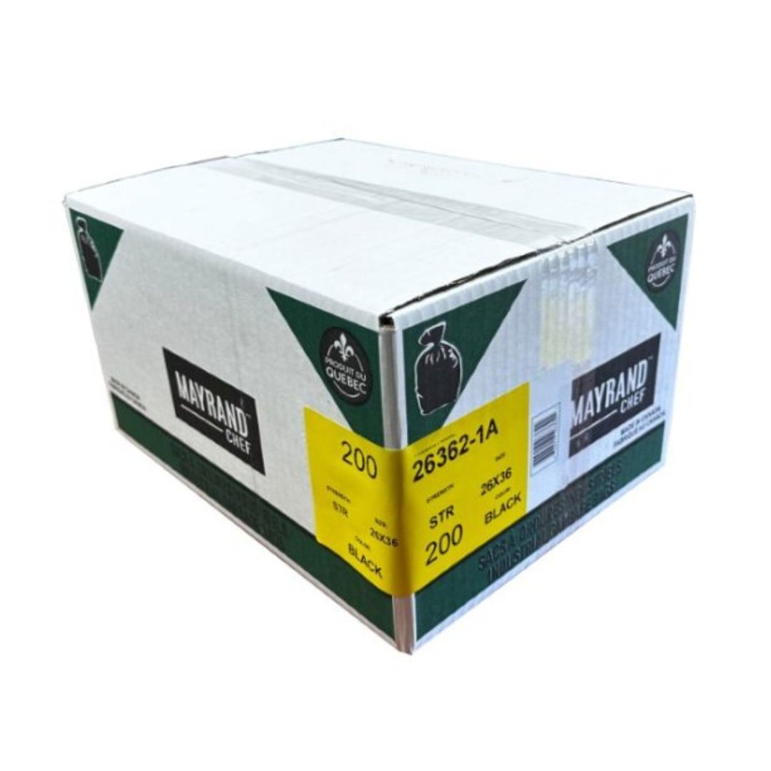 Strong Black Garbage Bag 26 po x 36 po x200